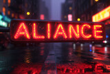 Fototapeta  - Alliance 3d neon sign glow in the dark
