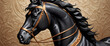 black Horse wallpaper, close-up carving black horse, abstract horse head background