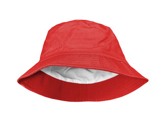 Canvas Print - Red bucket hat isolated on white background