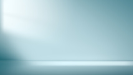 Aufkleber - abstract minimal light blue background for product presentation. Shadow and light from windows on plaster wall.