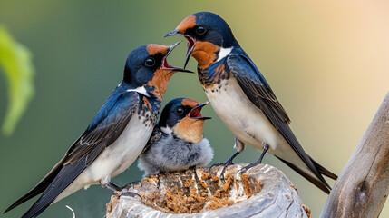 Wall Mural - Little Swallow and His Family