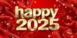 © Nick Freund - Jahreswechsel 2025 in rot mit goldenen Zahlen im Querformat für Banner