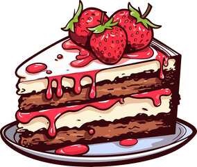 Wall Mural - Cake slice clipart design illustration