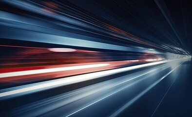 Poster - Long exposure shot of a busy street at night creating dynamic effect of the vehicle lights.