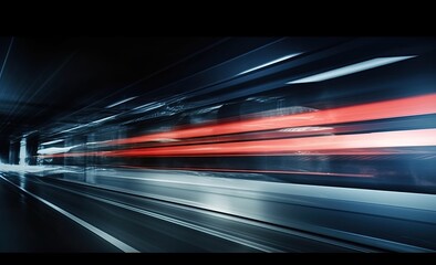 Poster - Long exposure shot of a busy street at night creating dynamic effect of the vehicle lights.
