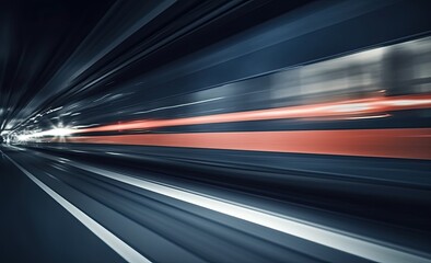 Poster - Long exposure shot of a busy street at night creating dynamic effect of the vehicle lights.