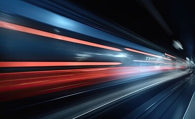 Poster - Long exposure shot of a busy street at night creating dynamic effect of the vehicle lights.