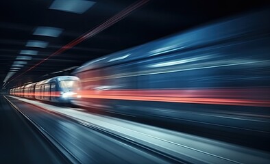Poster - Long exposure shot of a busy street at night creating dynamic effect of the vehicle lights.