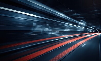Poster - Long exposure shot of a busy street at night creating dynamic effect of the vehicle lights.