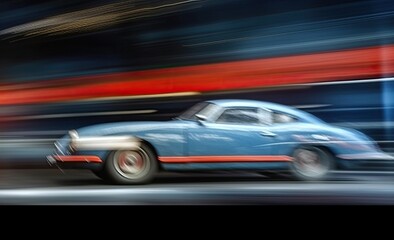 Poster - Long exposure shot of a busy street at night creating dynamic effect of the vehicle lights.