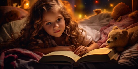 Sticker - A cute girl reading a book, Child study