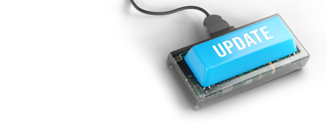 Business, Technology, Internet and network concept. Update software computer program upgrade. 3d illustration