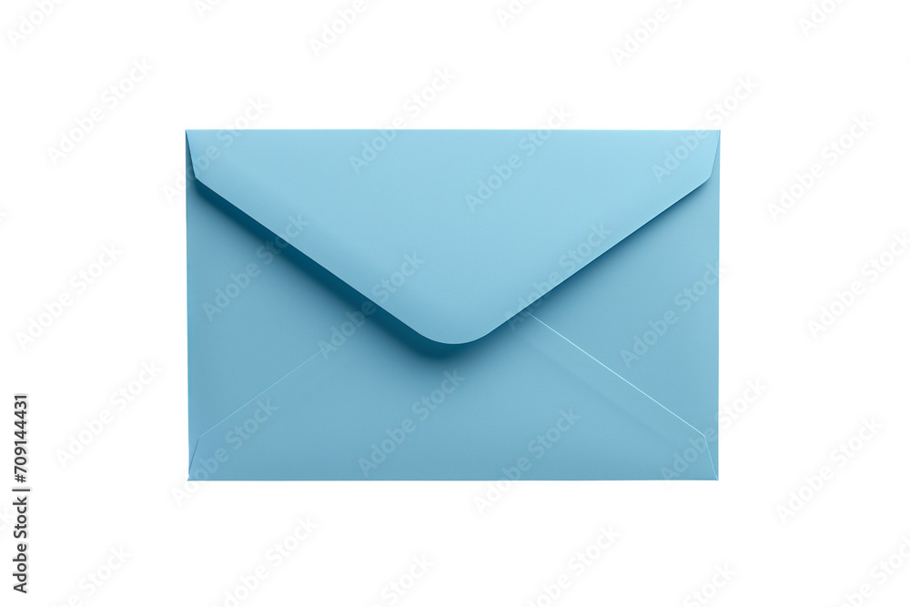 Blank light blue envelope mockup isolated on transparent background ...
