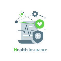 Wall Mural - health insurance,checklist clipboard and shield,medical program,annual checkup, sick leave