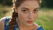 © Artur - Young Freckled Woman with Multi-colored Eyes, Playful Smile, and Braided Hair - Artistic Headshot in Soft Light