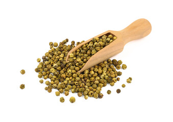 Wall Mural - Wooden scoop full of green peppercorns