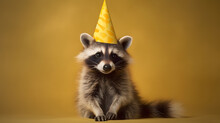 A Raccoon Wearing A Party Hat
