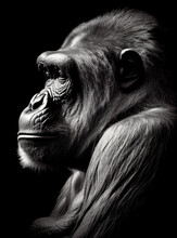 Monkey Portrait Black And White