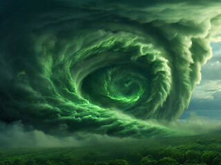 powerful green tornado . generative ai