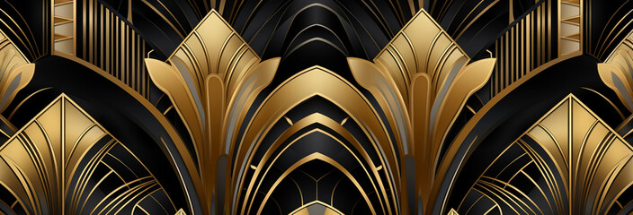 Wall Mural - golden luxury black abstract