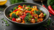 Colorful Veggie Stir-Fry Asian Delight in a Wok
