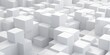 Minimalistic white 3D cubes creating an orderly grid, symbolizing structure and organization, great for corporate and architectural use.