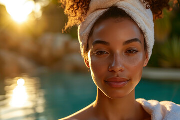 Wall Mural - Radiant Relaxation: Spa Woman in Soft Light