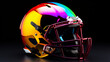 american football helmet in rainbow colors 
