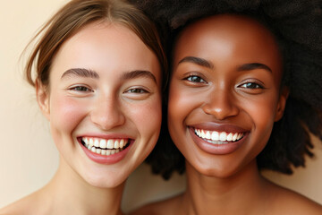 Cultural Bliss: Two Grinning Women Portrait