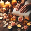 Luxury spa treatment candlelight aromatherapy massaging petal relaxation wellbeing