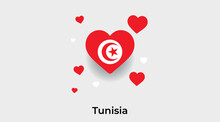 Tunisia Flag Heart Shape With Additional Hearts Icon Vector Illustration