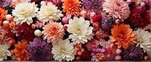 Beautiful Flower Wall Background With Amazing Red,orange,pink,purple,green And White Chrysanthemum Flowers,Wedding Decoration,flower,rose,romantic,bouquet,nature,floral,wall,colourful