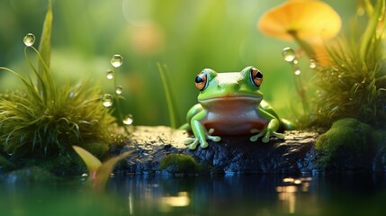 Wall Mural - Beautiful and charming frog, wallpaper