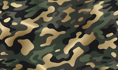 Black Gold Camouflage Pattern Military Colors Vector Style Camo Background Graphic Army Wall Art Design