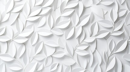 white geometric leaves 3d tiles texture background