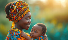 Pretty African Woman Holding A Newborn Baby In Her Arms