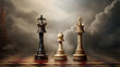 © Andrii Yablonskyi - Create an image showcasing a king amd queen on an elegant old world chessboard created with Generative Ai