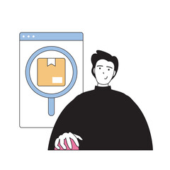 Aufkleber - Mobile commerce concept with cartoon people in flat design for web. Vector illustration