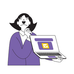 Leinwandbilder - Online voting concept with cartoon people in flat design for web. Vector illustration