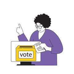 Fototapete - Online voting concept with cartoon people in flat design for web. Vector illustration
