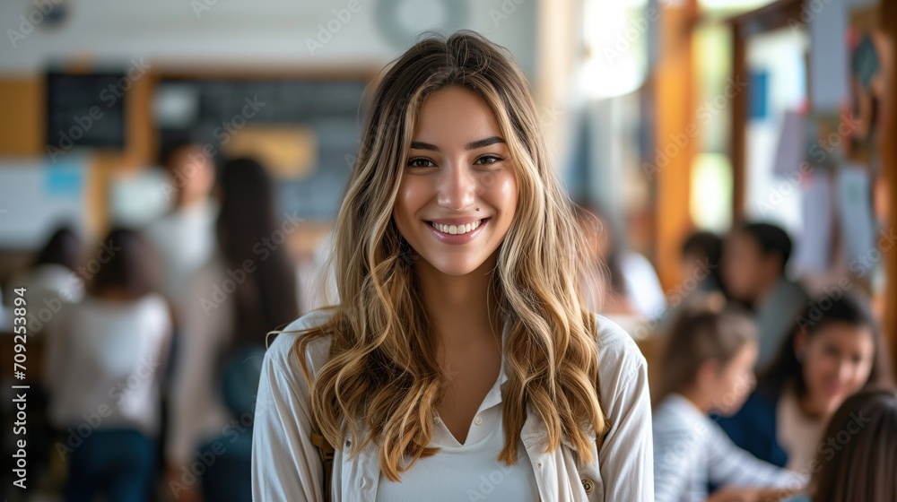 a photo portrait of a beautiful young female american school teacher ...