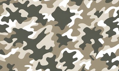 Wall Mural - White Brown Camouflage Pattern Military Colors Vector Style Camo Background Graphic Army Wall Art Design