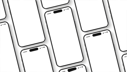Poster - Smartphone mockup group with shadow, 3D mobile phones in a diagonal slope, smart phone set