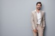 © SHOTPRIME STUDIO - man suit happy copyspace business handsome portrait businessman smiling beige standing
