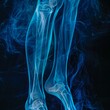 a blue x-ray of human legs