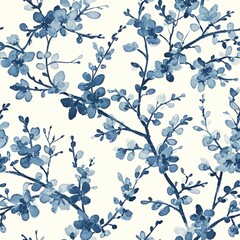 Poster - a blue flowers on a white background