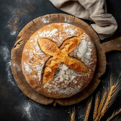 Wall Mural - a loaf of bread on a cutting board