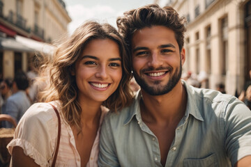 Wall Mural - portrait of a couple in summer vacation 