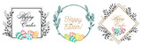 Fototapeta Abstrakcje - Easter frames decorated with herbs, flowers and Easter eggs. Colored Easter eggs. Vector drawing.