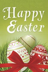 Sticker - Happy easter Greeting Card. On the background calligraphy. Congratulations on the holiday.